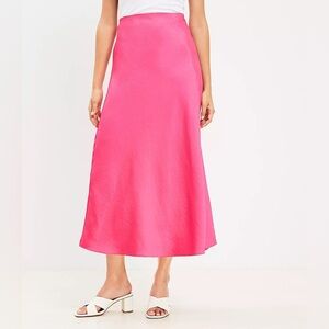 NWOT LOFT Satin Bias Midi Skirt